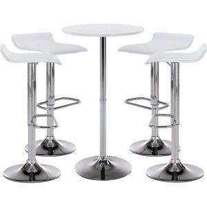 Set Bar Esberg Bianco con 4 Sgabelli Regolabili e Tavolo Rotondo Set Bar Esberg Bianco con 4 Sgabelli Regolabili e Tavolo Rotondo