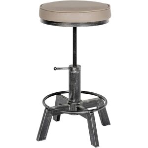 Taburete Destin ajustable de polipiel en plata antiguo Taburete Destin ajustable de polipiel en plata antiguo