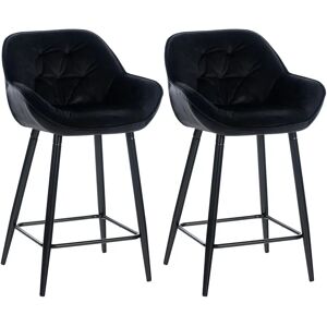 Set de 2 Tabourets de Bar Gibson - Velours et Métal Set de 2 Tabourets de Bar Gibson - Velours et Métal