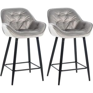 Ensemble de Tabourets en Velours Gibson - 76cm - Gris - Design Moderne - Publicité Ensemble de Tabourets en Velours Gibson - 76cm - Gris - Design Moderne - Publicité