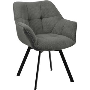 Silla de comedor Jordi gris oscuro - Con tapizado moderno y giratorio 180° Silla de comedor Jordi gris oscuro - Con tapizado moderno y giratorio 180°