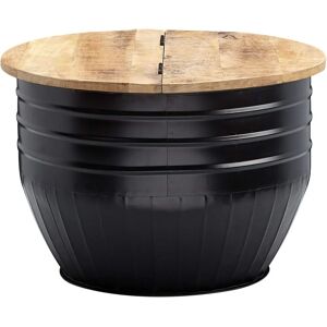 Table basse ronde en mango massif avec rangement - Style industriel - Publicité Table basse ronde en mango massif avec rangement - Style industriel - Publicité