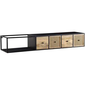 FineBuy Wandmontiertes Mangoholz TV Lowboard - Modernes Schwarzes Design FineBuy Wandmontiertes Mangoholz TV Lowboard - Modernes Schwarzes Design