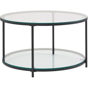 FineBuy Rey 80x80x45 cm Glas / Metall Rund Couchtisch mit Stauraum FineBuy Rey 80x80x45 cm Glas / Metall Rund Couchtisch mit Stauraum