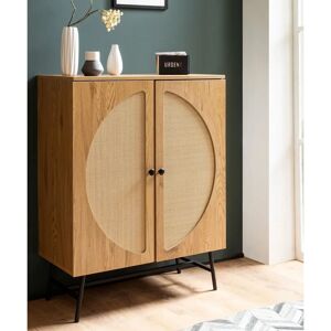 FineBuy - 80cm Sideboard - Eiche-Dekor - Geflecht-Front - Sideboard FineBuy - 80cm Sideboard - Eiche-Dekor - Geflecht-Front - Sideboard
