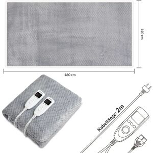 Monzana Electric Blanket - 160x140cm - Gray - Adjustable & Safe Monzana Electric Blanket - 160x140cm - Gray - Adjustable & Safe