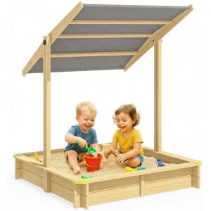 Spielwerk Sandkasten mit Abdeckung und Spielhaus - Naturholz, UV50+ Spielwerk Sandkasten mit Abdeckung und Spielhaus - Naturholz, UV50+