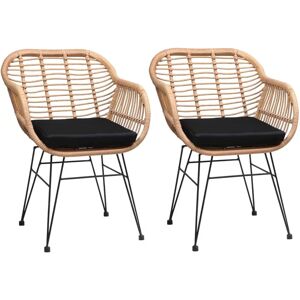 Casaria Garden Chairs - Natural / Black - Ergonomic, Waterproof, Easy Assembly Casaria Garden Chairs - Natural / Black - Ergonomic, Waterproof, Easy Assembly