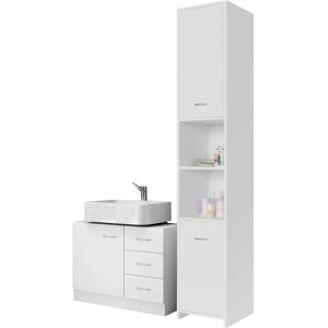 Casaria Bathroom Furniture Set - White, Sink & Tall Cabinet Casaria Bathroom Furniture Set - White, Sink & Tall Cabinet