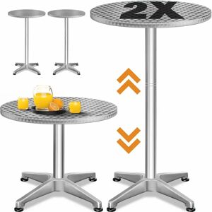 Casaria Set of 2 Adjustable Height Outdoor Aluminum Round Bar Tables - 60cm Casaria Set of 2 Adjustable Height Outdoor Aluminum Round Bar Tables - 60cm