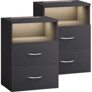 Casaria Nightstand with Touch LED Light - 55cm - Wooden - 2 Drawers Casaria Nightstand with Touch LED Light - 55cm - Wooden - 2 Drawers