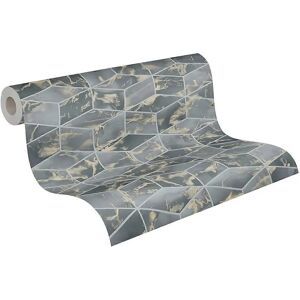 Profhome Blue Geometric Glitter Wallpaper - Non-Woven Wall Covering Profhome Blue Geometric Glitter Wallpaper - Non-Woven Wall Covering