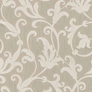 Profhome Textile Wallpaper - Pattern Repeat 64cm - Beige & Silver - Wallcovering Profhome Textile Wallpaper - Pattern Repeat 64cm - Beige & Silver - Wallcovering
