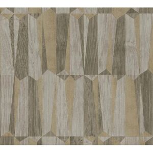 Profhome 387433-GU Geometric Embossed Non-Woven Wallpaper - Brown, Gold, Grey Profhome 387433-GU Geometric Embossed Non-Woven Wallpaper - Brown, Gold, Grey