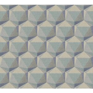 Profhome 387484-GU Wallpaper - Geometric, Blue, Beige, Grey - Non-woven, Hot Embossed Profhome 387484-GU Wallpaper - Geometric, Blue, Beige, Grey - Non-woven, Hot Embossed