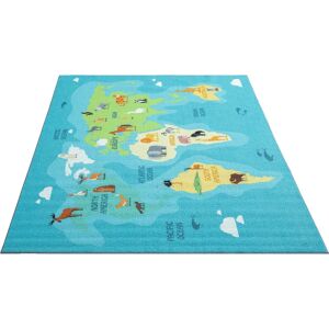 THE CARPET Happy Life Blau Kinderfreundlicher Anti-Rutsch-Teppich 80x150cm THE CARPET Happy Life Blau Kinderfreundlicher Anti-Rutsch-Teppich 80x150cm