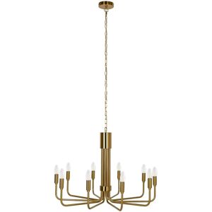 Lindby Elanova Brass Chandelier - 10 Lights - Modern Minimalist Lindby Elanova Brass Chandelier - 10 Lights - Modern Minimalist