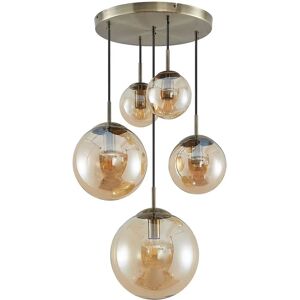 Lindby White Amber Glass Sphere Pendant - Vintage Ceiling Light Lindby White Amber Glass Sphere Pendant - Vintage Ceiling Light