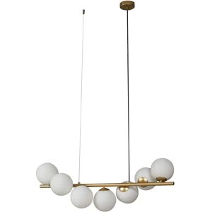 Lucande - Suspension 'Isandro' G9 Or/Opale - 7 Lumières Lucande - Suspension 'Isandro' G9 Or/Opale - 7 Lumières