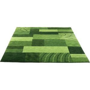 THEKO Wool Rug 4028 - Patchwork, Green, 140x200cm - Rug THEKO Wool Rug 4028 - Patchwork, Green, 140x200cm - Rug