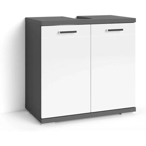 BYLIVING Nebraska - Badezimmer Schrank - Anthrazit / Hochglanz Weiß BYLIVING Nebraska - Badezimmer Schrank - Anthrazit / Hochglanz Weiß