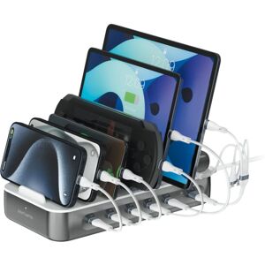4smarts - Estación de carga 100W 5x USB-C + 1x USB-A con cables - Gris 4smarts - Estación de carga 100W 5x USB-C + 1x USB-A con cables - Gris