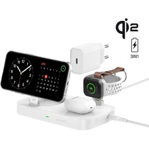 4smarts - 3-in-1 Qi2 Drahtlose Ladestation - MagSafe Kompatibel - Weiß 4smarts - 3-in-1 Qi2 Drahtlose Ladestation - MagSafe Kompatibel - Weiß