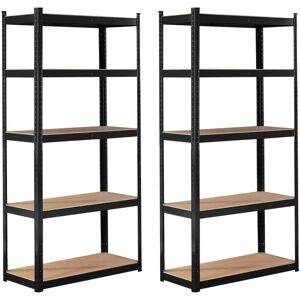AREBOS Heavy Duty Shelving Set - 180x90x40cm - Black - Shelving AREBOS Heavy Duty Shelving Set - 180x90x40cm - Black - Shelving
