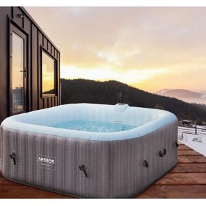 Arebos Spa gonflable - 185x185cm - Design en rotin - 130 jets - Utilisation toute l'année - Publicité Arebos Spa gonflable - 185x185cm - Design en rotin - 130 jets - Utilisation toute l'année - Publicité