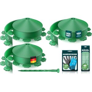 Borde de jardín verde KESSER - 30m flexible de plástico con clavos en espiral Borde de jardín verde KESSER - 30m flexible de plástico con clavos en espiral