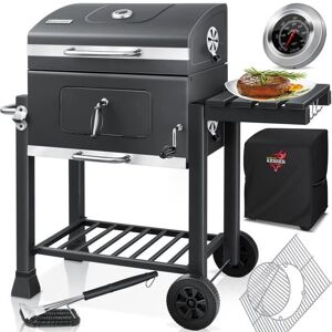 Chariot de Barbecue au Charbon XL KESSER avec Couvercle, Poignée en Inox, Thermomètre, 8 Brochettes, Roues & Étagère - Grill - Publicité Chariot de Barbecue au Charbon XL KESSER avec Couvercle, Poignée en Inox, Thermomètre, 8 Brochettes, Roues & Étagère - Grill - Publicité