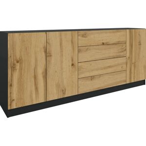 BORCHARDT MÖBEL Vaasa Sideboard - 190x79x35cm - Schwarz & Eiche BORCHARDT MÖBEL Vaasa Sideboard - 190x79x35cm - Schwarz & Eiche
