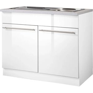 WIHO KÜCHEN Chicago Küchenschrank - Weiß, Glänzende Front, 100cm WIHO KÜCHEN Chicago Küchenschrank - Weiß, Glänzende Front, 100cm