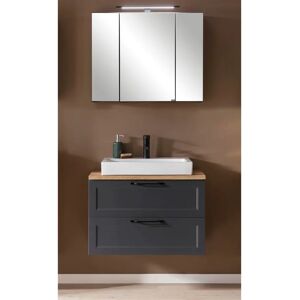 WELLTIME Lana Badezimmermöbel-Set - 80cm, Grau, MDF WELLTIME Lana Badezimmermöbel-Set - 80cm, Grau, MDF