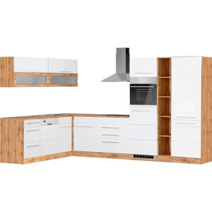 Kochstation KS-Wien - Weiß Wotaneiche - Komplett L-Küche Kochstation KS-Wien - Weiß Wotaneiche - Komplett L-Küche