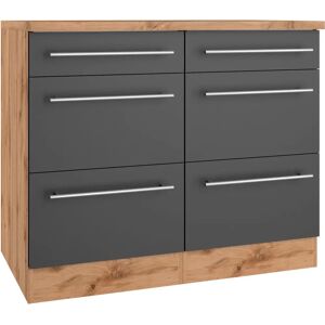 Kochstation KS-Wien Unterschrank - Anthrazit/Wotaneiche - 100x60x85cm Kochstation KS-Wien Unterschrank - Anthrazit/Wotaneiche - 100x60x85cm
