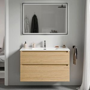 Meuble de salle de bain Bernstein Vireo - 80cm, lavabo blanc, chêne Honeygold - Publicité Meuble de salle de bain Bernstein Vireo - 80cm, lavabo blanc, chêne Honeygold - Publicité
