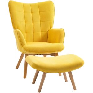 HOMCOM Gelber Ohrensessel mit Hocker - Relaxsessel HOMCOM Gelber Ohrensessel mit Hocker - Relaxsessel