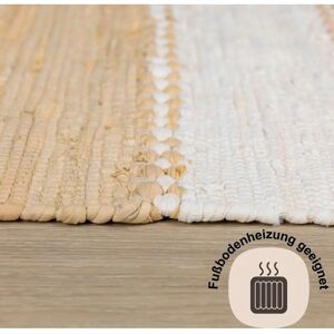 MYFLAIR MÖBEL & ACCESSOIRES Karim Handgewebter Recycelter Baumwollteppich - Beige/Weiß - Teppich MYFLAIR MÖBEL & ACCESSOIRES Karim Handgewebter Recycelter Baumwollteppich - Beige/Weiß - Teppich