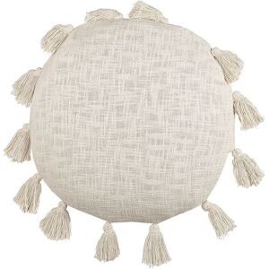 Beliani Coussin Beige en Coton Rond - 45x10x45 - Coussin - Publicité Beliani Coussin Beige en Coton Rond - 45x10x45 - Coussin - Publicité