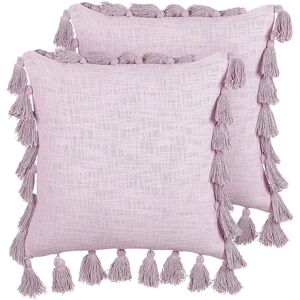 Beliani Baumwoll Pink Quasten Kissen - Kissen Beliani Baumwoll Pink Quasten Kissen - Kissen
