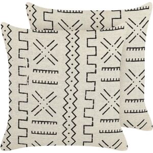 Beliani Cotton Cushions Set - Geometric Pattern, 45x45 cm, White & Black - Cushion Set Beliani Cotton Cushions Set - Geometric Pattern, 45x45 cm, White & Black - Cushion Set