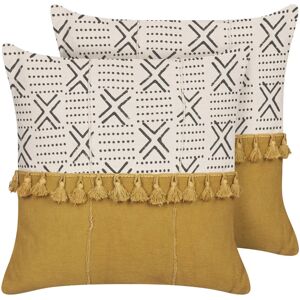 Beliani Baumwollkissen - 2er-Set, Geometrisches Muster, 45x45cm - Kissen Beliani Baumwollkissen - 2er-Set, Geometrisches Muster, 45x45cm - Kissen