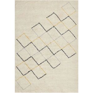 Beliani Cotton Beige 140x200cm Area Rug - Minimalistic Geometric Pattern Beliani Cotton Beige 140x200cm Area Rug - Minimalistic Geometric Pattern