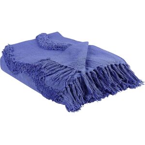 Beliani Blanket Purple Cotton - 125x150cm Geometric Pattern Knitted Throw Beliani Blanket Purple Cotton - 125x150cm Geometric Pattern Knitted Throw