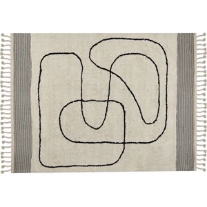 Beliani Cotton Rug Beige and Black - Abstract Pattern - 140x200cm - Modern Material Beliani Cotton Rug Beige and Black - Abstract Pattern - 140x200cm - Modern Material
