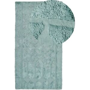 Tapis en coton menthe - motif géométrique - 80x150cm - Décoration salon - Publicité Tapis en coton menthe - motif géométrique - 80x150cm - Décoration salon - Publicité