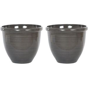 Beliani Set of 2 Plant Pots - Brown - Round - 44 cm - Outdoor Resistant Beliani Set of 2 Plant Pots - Brown - Round - 44 cm - Outdoor Resistant