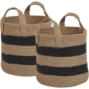 Beliani Set of 2 Storage Baskets Beige and Black - Storage Baskets Beliani Set of 2 Storage Baskets Beige and Black - Storage Baskets