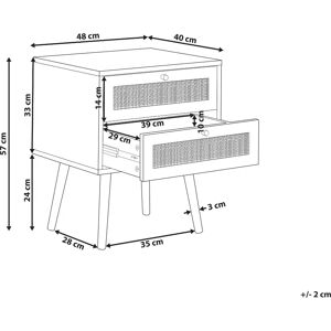 Beliani Light Wood 2-Drawer Bedside Table - Nightstand - Boho Style Beliani Light Wood 2-Drawer Bedside Table - Nightstand - Boho Style